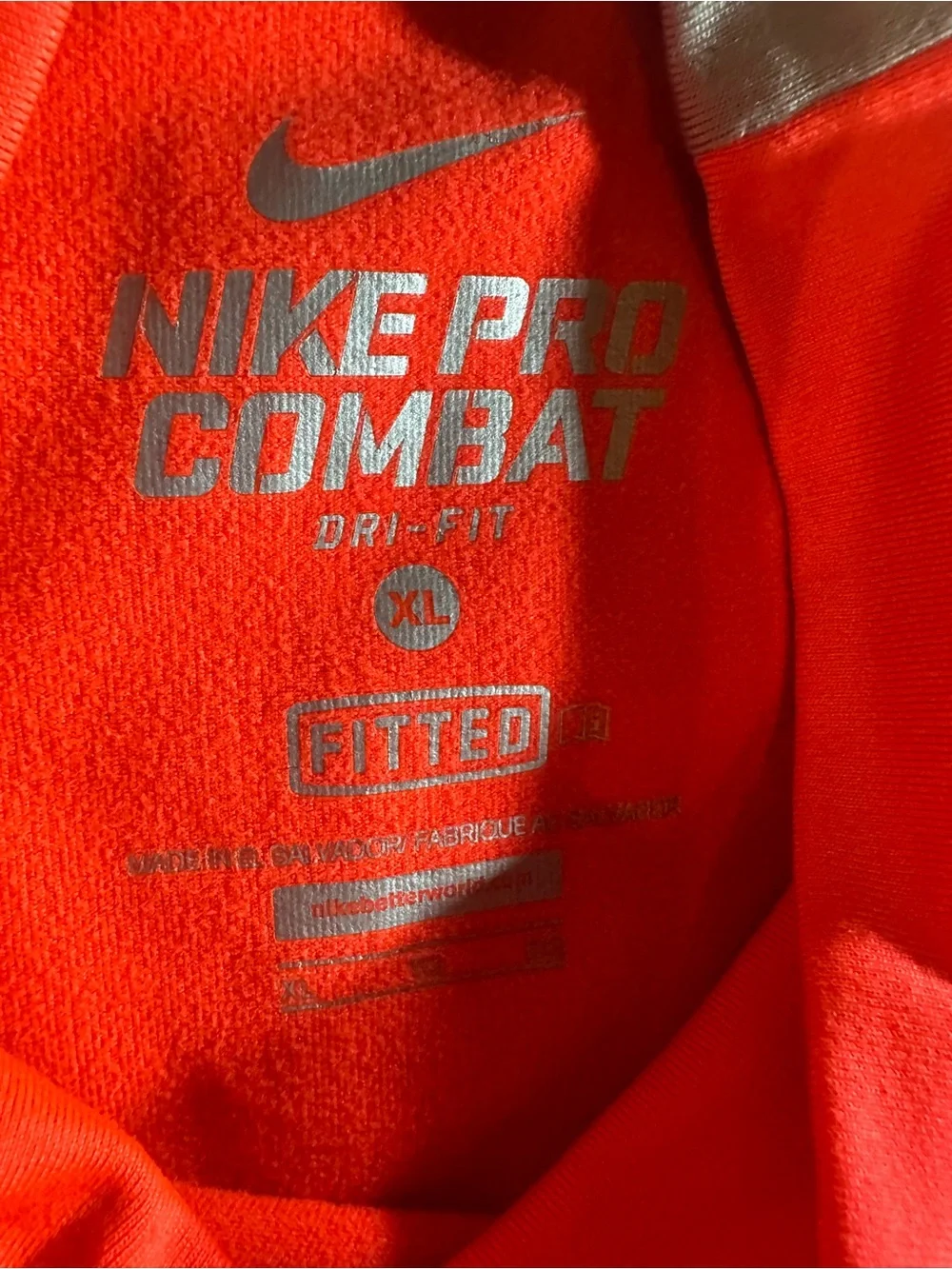 Nike Orange and Gray Long-Sleeve Performance Shirt XL